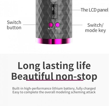 Wireless Curling Iron Cordless Curling Wand Adjustable Temperature Fast Heating Long-Lasting Battery Portable Travel Hair Styler