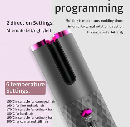Wireless Curling Iron Cordless Curling Wand Adjustable Temperature Fast Heating Long-Lasting Battery Portable Travel Hair Styler