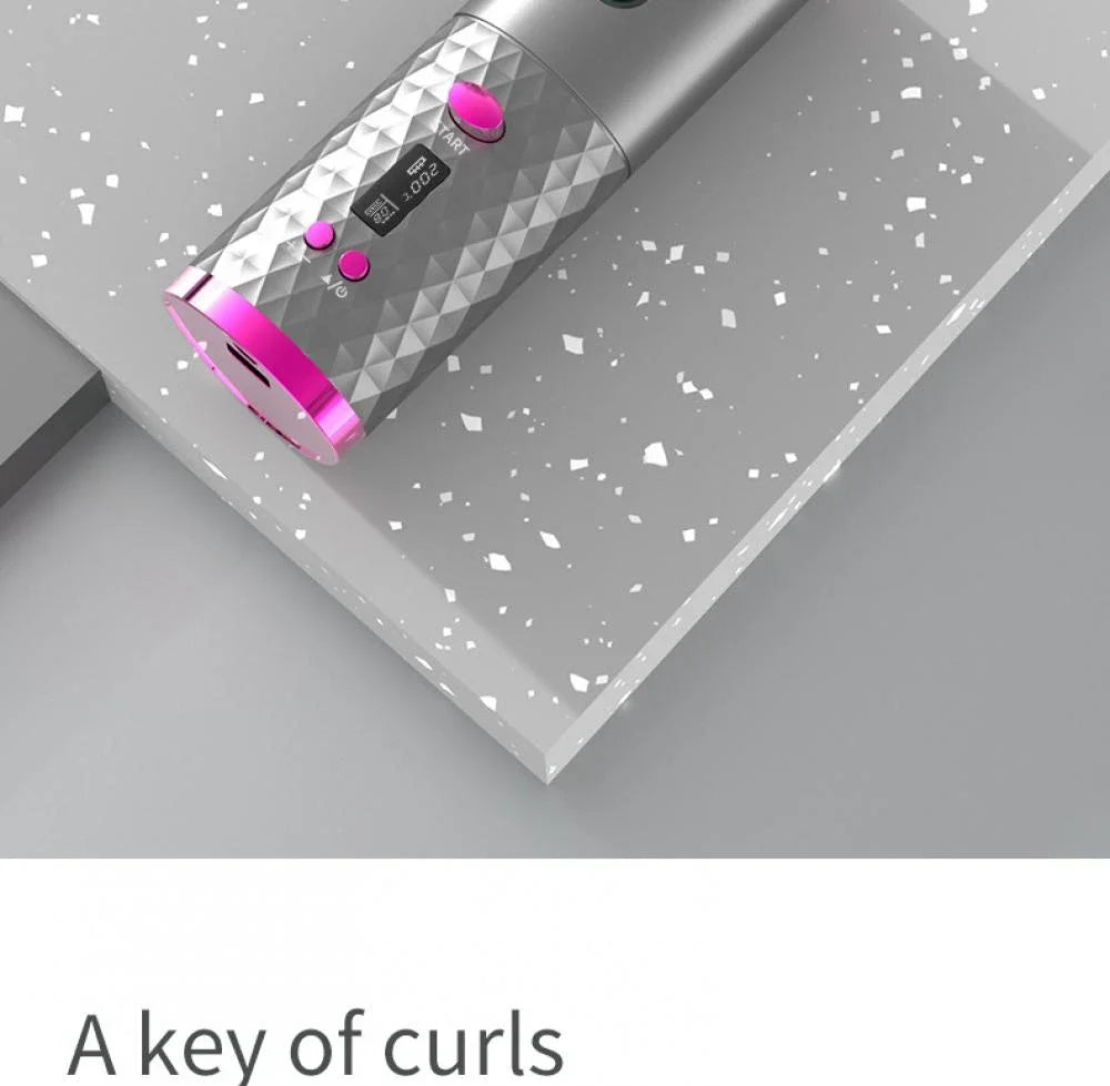 Wireless Curling Iron Cordless Curling Wand Adjustable Temperature Fast Heating Long-Lasting Battery Portable Travel Hair Styler