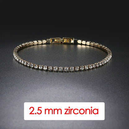 Women's Tennis Bracelet Hip Hop Trendy AAA+ Cubic Zirconia Silver Color Teen Girl Crystal Chain on The Hand Wedding Jewelry H086