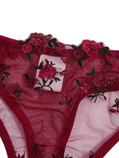 Sexy Lingerie Exquisite Embroidery Floral Ultra-thin Sexy Large Size Lingerie Ladies Lace Transparent Underwear Bra Set S-4XL