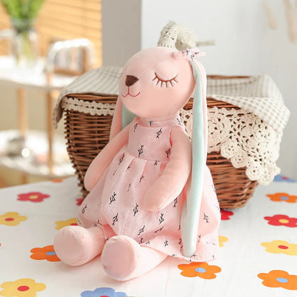 Rabbit Plush Toy Long Ear Pink Heart Stuffed Animal Soft Comfort Doll Throw Pillow Cute Gift for Kids Girls Room Decor